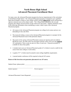 Advanced Placement Enrollment Sheet