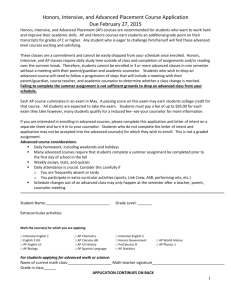 Advanced Course Letter of Intent, due 2/27