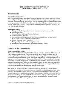 job descriptions and duties of a mentoring program staff