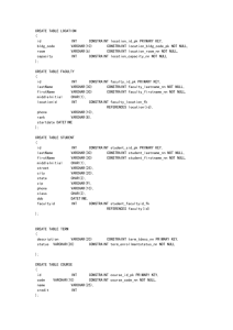 CREATE TABLE LOCATION