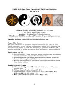 EALC 110g East Asian Humanities: The Great Tradition
