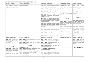 2007 ORIENTATION TIMETABLE FOR MBChB GROUPS 1 TO 10
