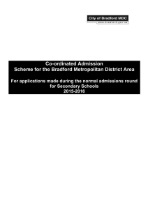 Co-ordinated Admission Scheme - Secondary Schools 2015-2016