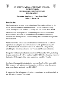 ADMISSIONS POLICY FOR ST. JOHN`S R.C. PRIMARY SCHOOL