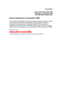 School Admissions Consultation 2006