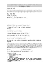 League Application Form - Timperley & District Junior Football League