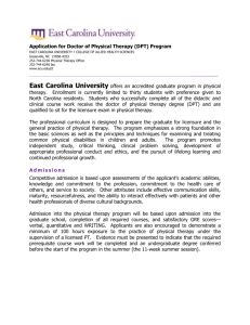 APPLICATION FOR ADMISSION - East Carolina University