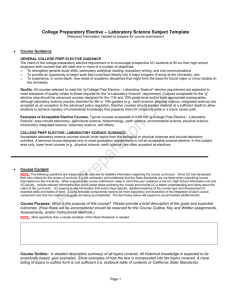 Laboratory Science Elective Subject Template
