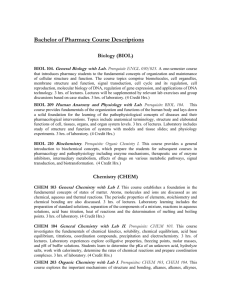 Bachelor of Pharmacy Course Descriptions