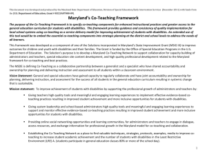 Maryland`s Co-Teaching Framework