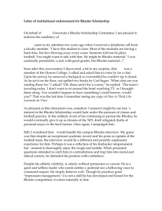Letter of institutional endorsement for Rhodes Scholarship