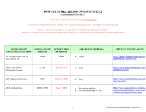 UNDERGRADUATE SCHOLARSHIPS