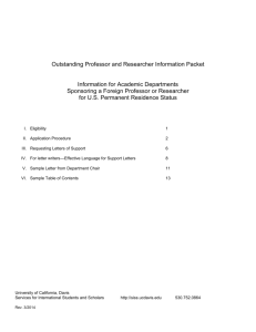 Outstanding Prof Res Packet - Services for International Students