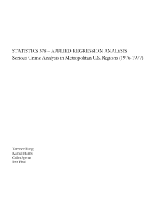 STATISTIC 378 – APPLIED REGRESSION ANALYSIS
