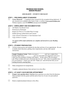 Complete Job Shadow Packet - Reardan