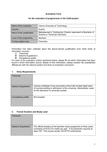 Evaluation of Bachelor/Master in Business/Chemistry