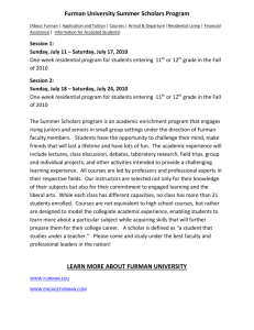 Furman University Summer Scholars Program
