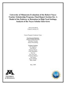 University of Minnesota Evaluation of the Robert Noyce Teacher
