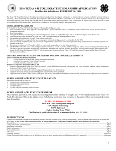 Collegiate Scholarship Application - Texas 4-H