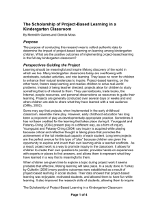 The Scholarship of Project-Based Learning in a - frps-21