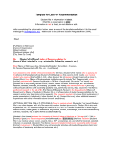 Letter of recommendation - TEMPLATE