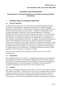 Standing orders of the equality standing committees and