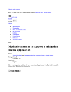 Method statement to support a mitigation licence application