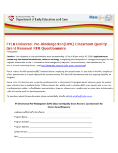 FY10 Universal Pre-Kindergarten(UPK) Classroom Quality Grant