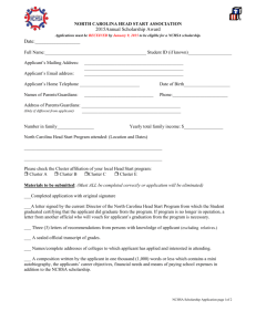 Scholarship Application - North Carolina Head Start Association