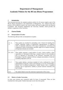 Academic Policies for B.Com. (Hons)