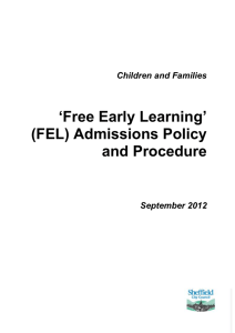 (FEL) Admissions Policy - Sheffield City Council