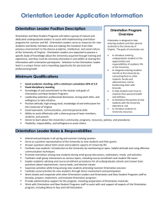 Orientation Leader Application Information