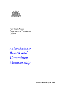 Premier`s Department - Boards and Committees