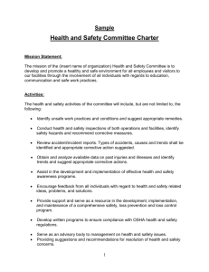 Sample Health and Safety Committee Charter