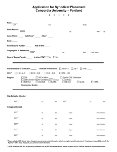 Application for Synodical Placement