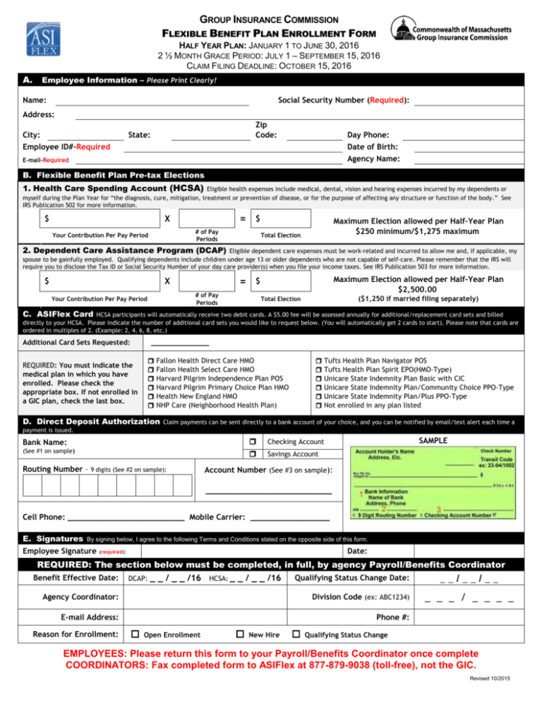 Half Year Enrollment Form