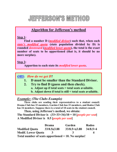 Jefferson`s Method, The Quota Rule, Adams` Method, Webster`s