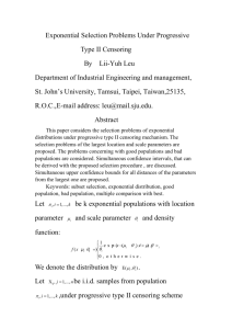 Let be k exponential populations with location parameter and scale