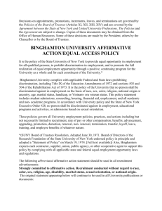 Binghamton University Affirmative Action Policy