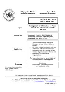 Circ.43.2005.Management of Admissions to Public Special and