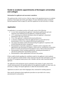 Guide to academic appointments at Norwegian universities and