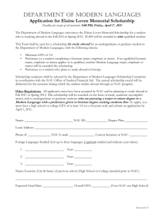 Application for English Department Scholarship