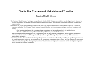Plan for First Year Academic Orientation and Transition
