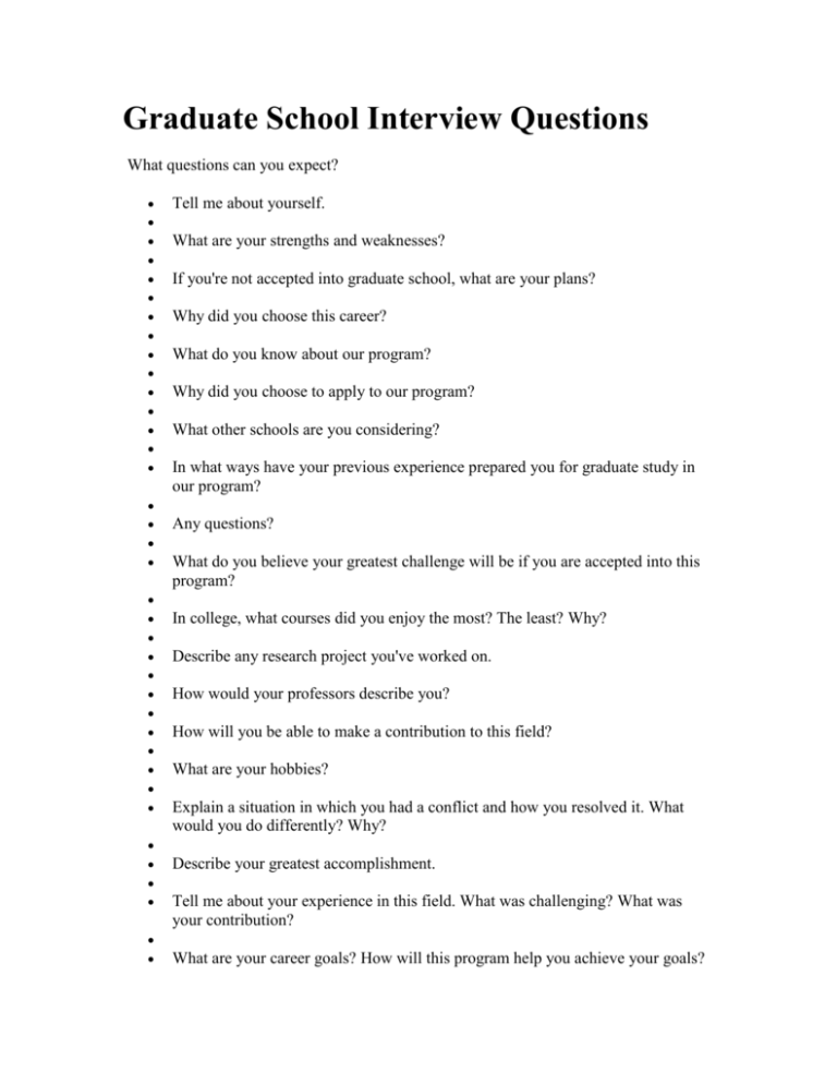 Graduate School Interview Questions