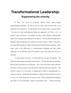Transformational Leadership: Suppressing the minority