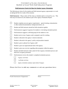 Field Instructor Check-List Sheet for Student Agency Orientation