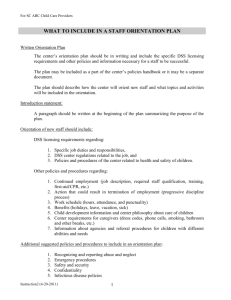 Infant Staff Classroom Orientation Checklist