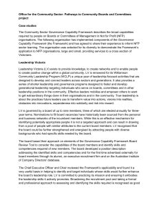 Governance Capability Framework Case study Leadership Victoria