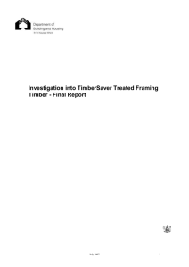 Investigation into TimberSaver Treated Framing Timber