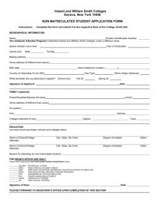 Special Student Application Form - Hobart and William Smith Colleges